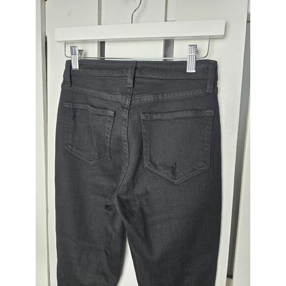 L'Agence High Line Skinny High Rise Saturated Black Distruct Distressed Jeans 24 - Picture 8 of 16